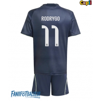 Real Madrid Rodrygo Goes #11 Echipament de Fotbal Replică 2025-26 Copii Deplasare (+ Șorturi)